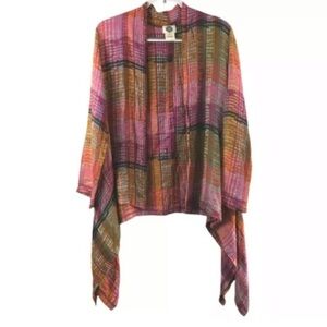 Catalog Classics Plaid Rayon Asymmetrical Cardigan Duster Boho